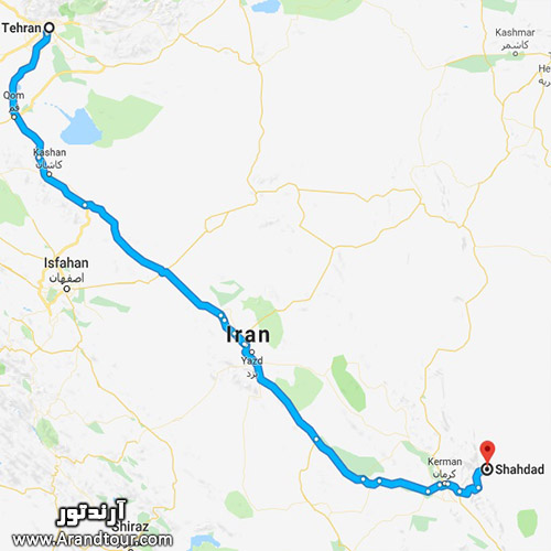 کرمان کلوتهای شهداد ماهان آبان 98 قطار نقشه