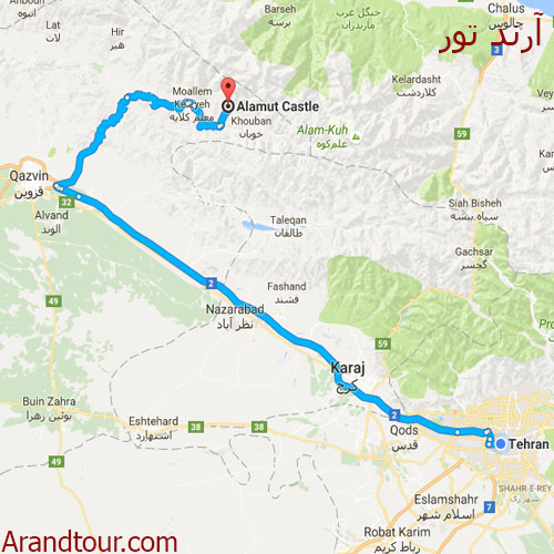 پیاده روی الموت تا منطقه سه هزار نقشه