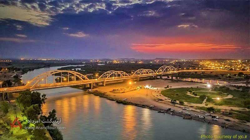 رود کارون از جاهای دیدنی خوزستان