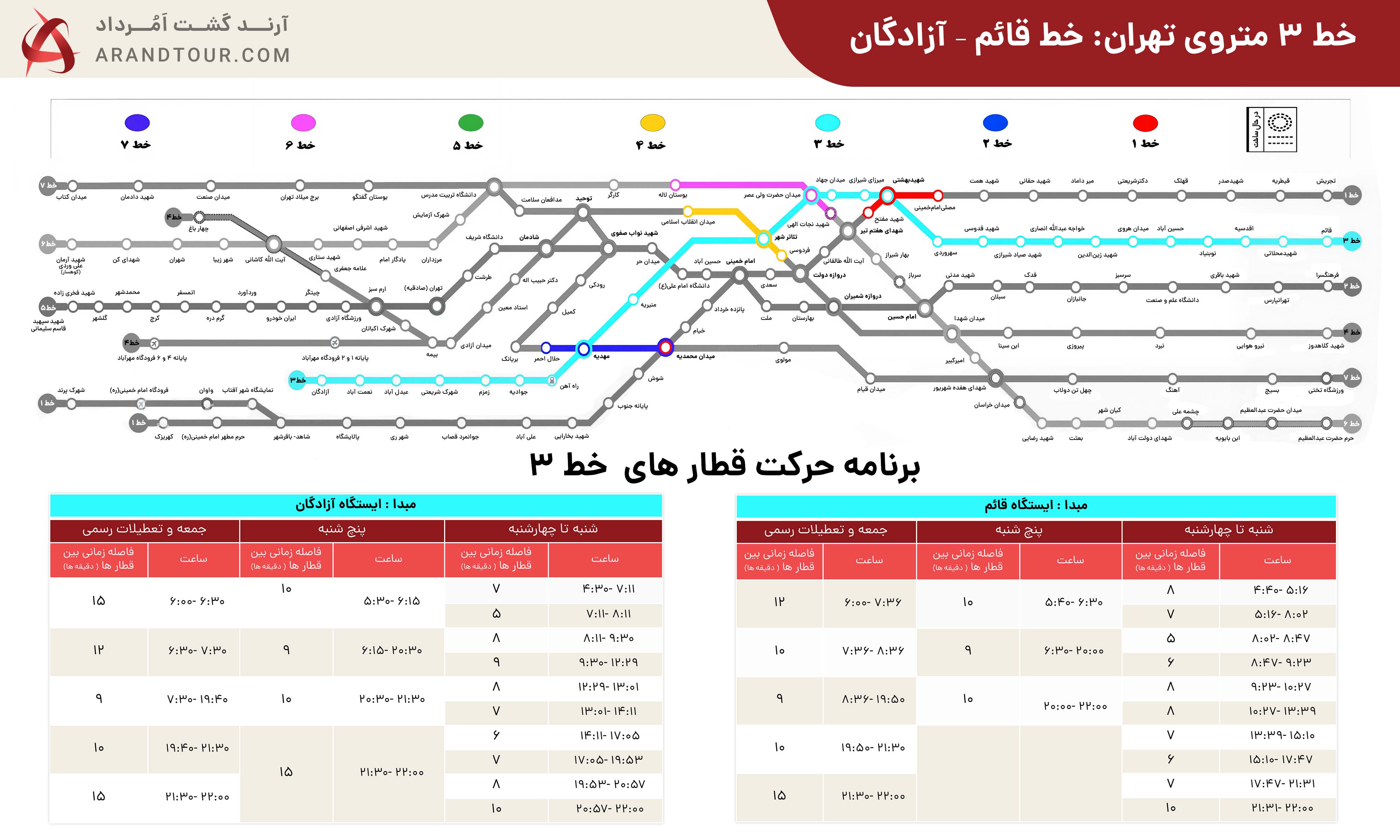 نقشه خط سه متروی تهران