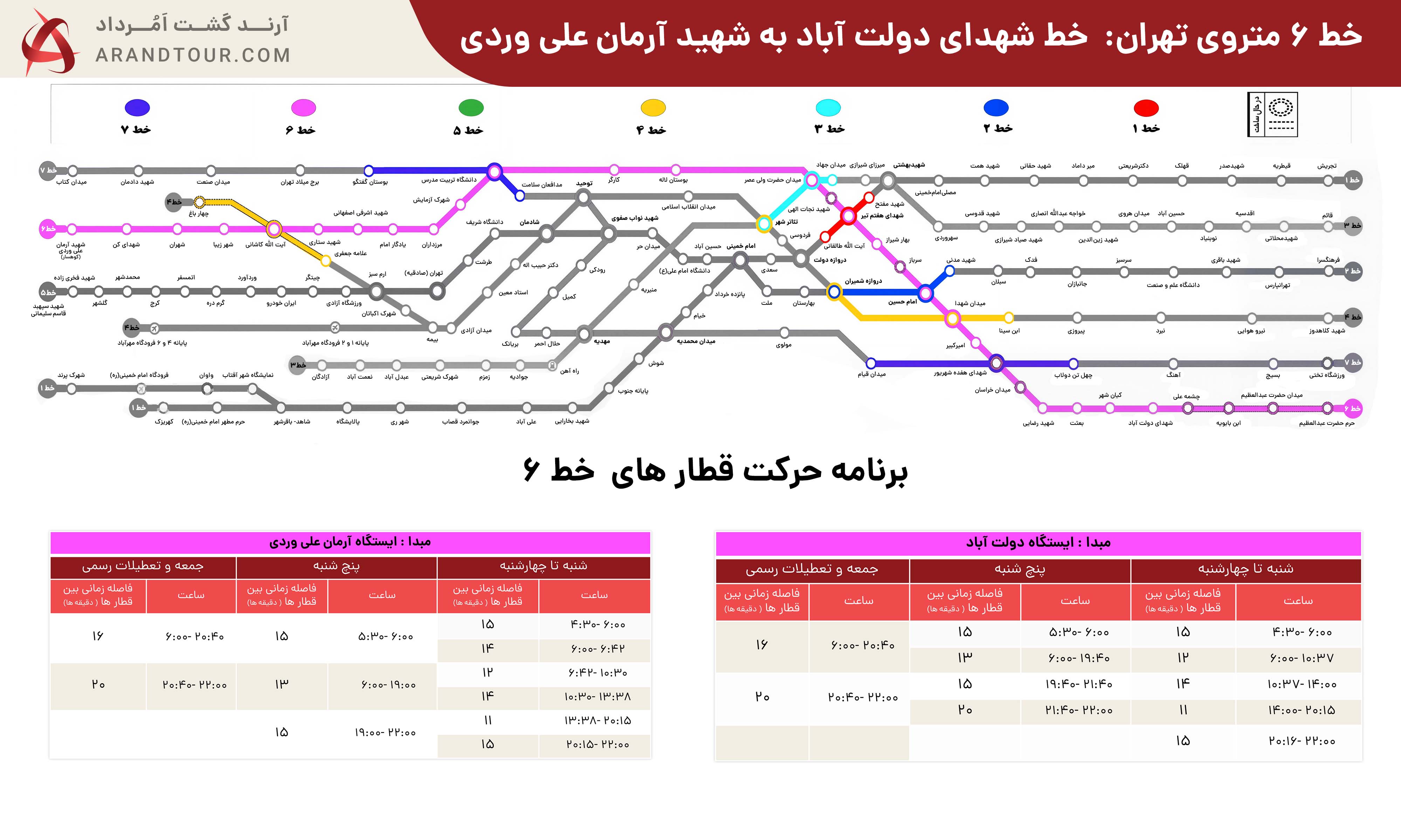 نقشه خط شش مترو تهران