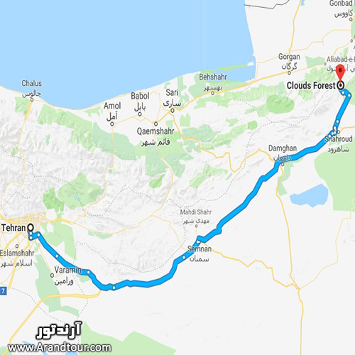 جنگل ابر تور جنگل ابر خرقان و بسطام پاییز 97 نقشه