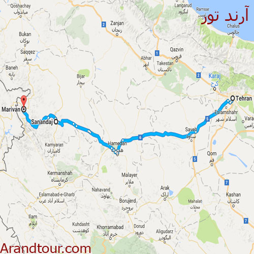 کردستان سنندج مریوان اورامانات پالنگان نقشه