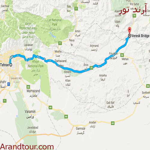 رودخانه نوردی شیرین رود نقشه