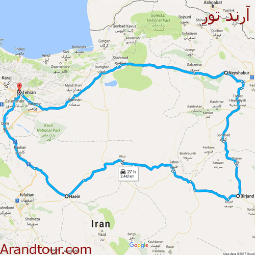 خراسان جنوبی خوسف تا گناباد نقشه