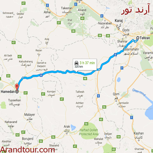 همدان گردی هگمتانه تا گنجنامه تور یک روزه بهار 97 VIP نقشه